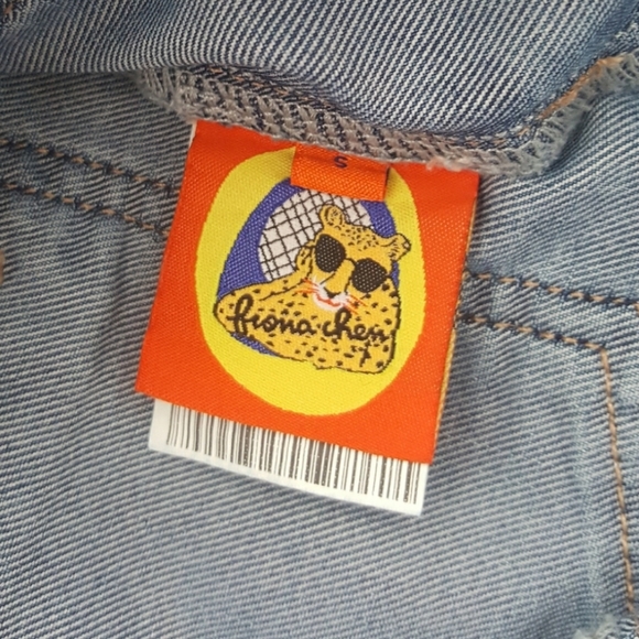 FIONA CHEN faux patchwork button down denim A-line mini skirt S - Picture 4 of 5